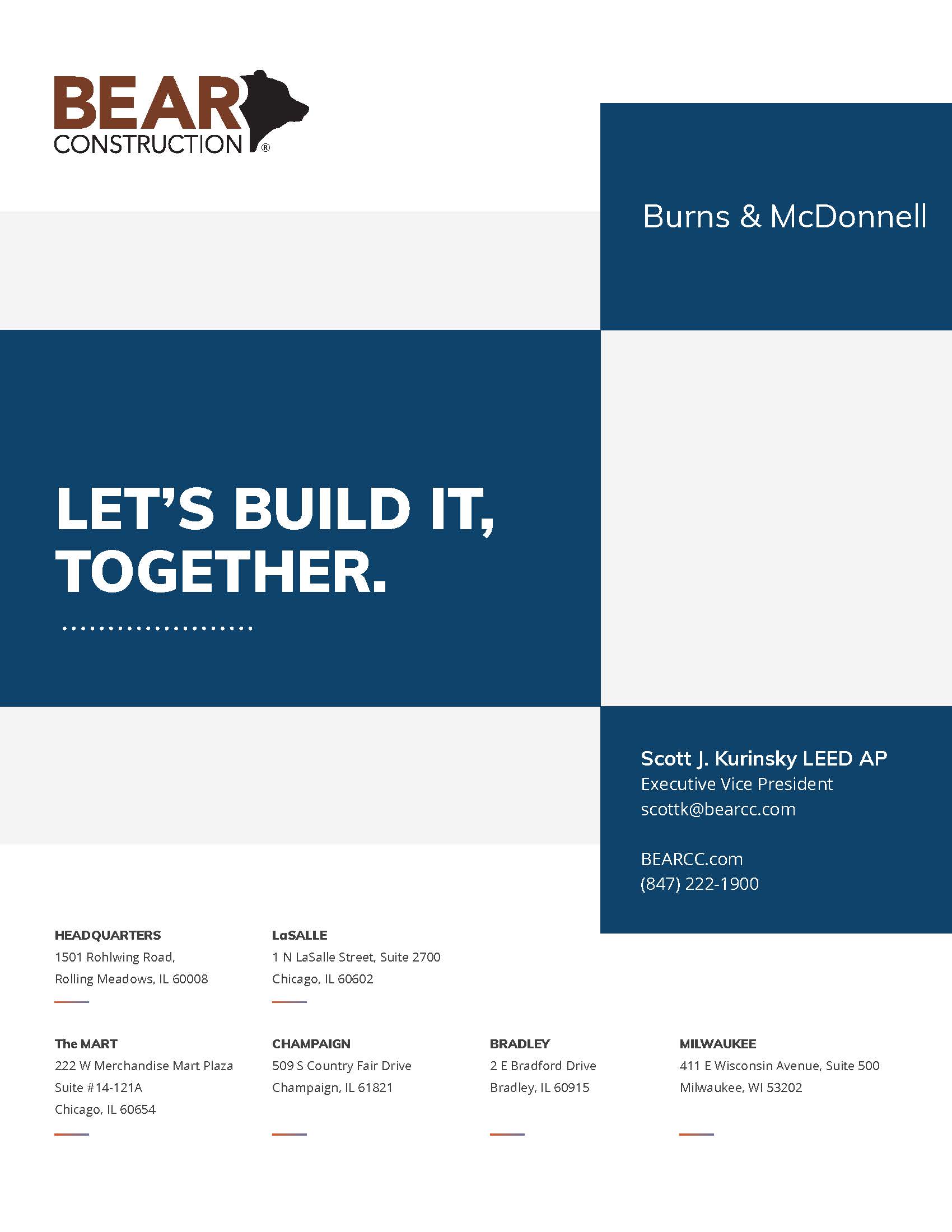 title page from BEAR Construction Company's RFP design