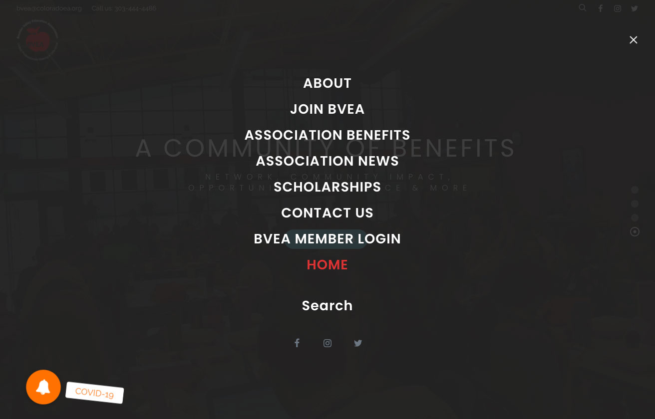 desktop and laptop Screenshot of menu navigation design from the Boulder Valley Education Association Website