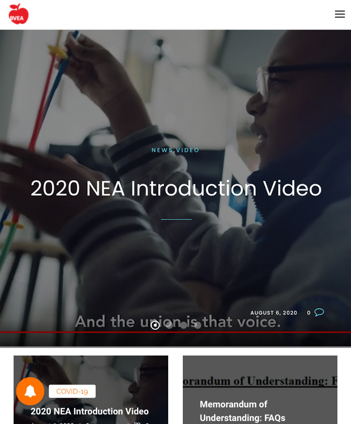 tablet Screenshot of blog design from the Boulder Valley Education Association Website