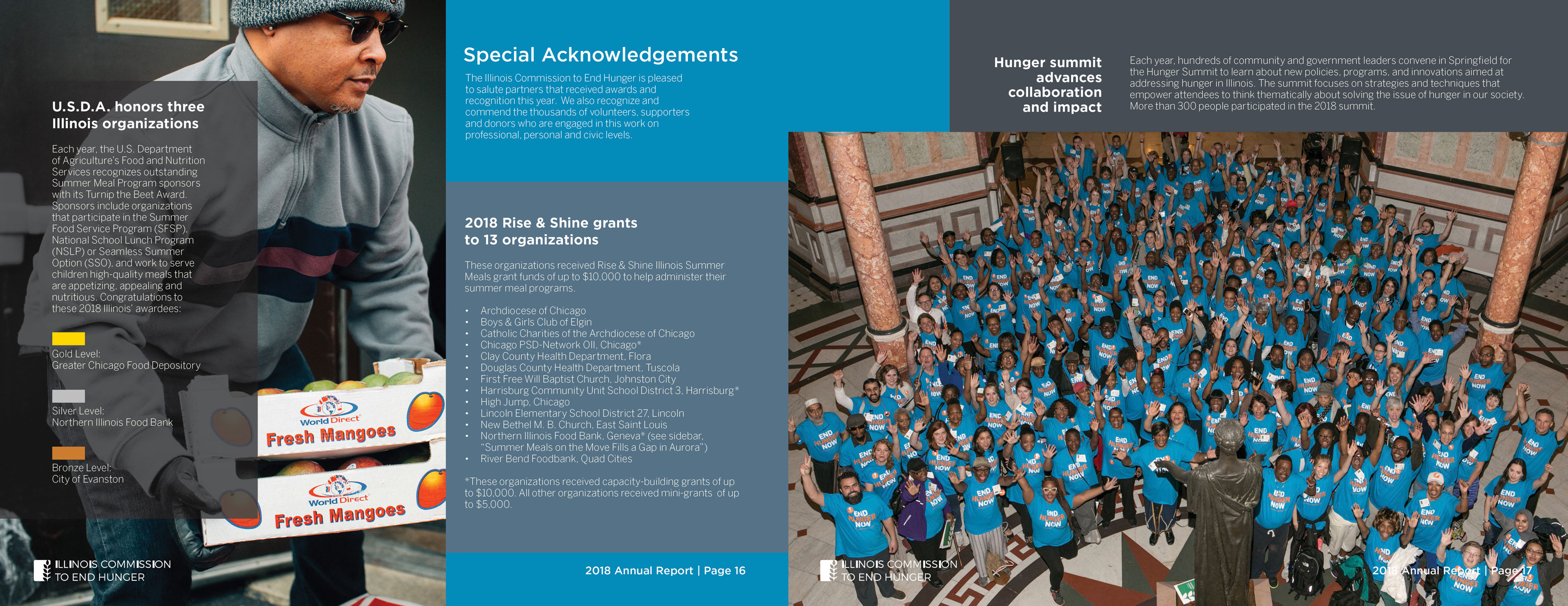 The Illinois Commission to End Hunger Annual Report print design spread