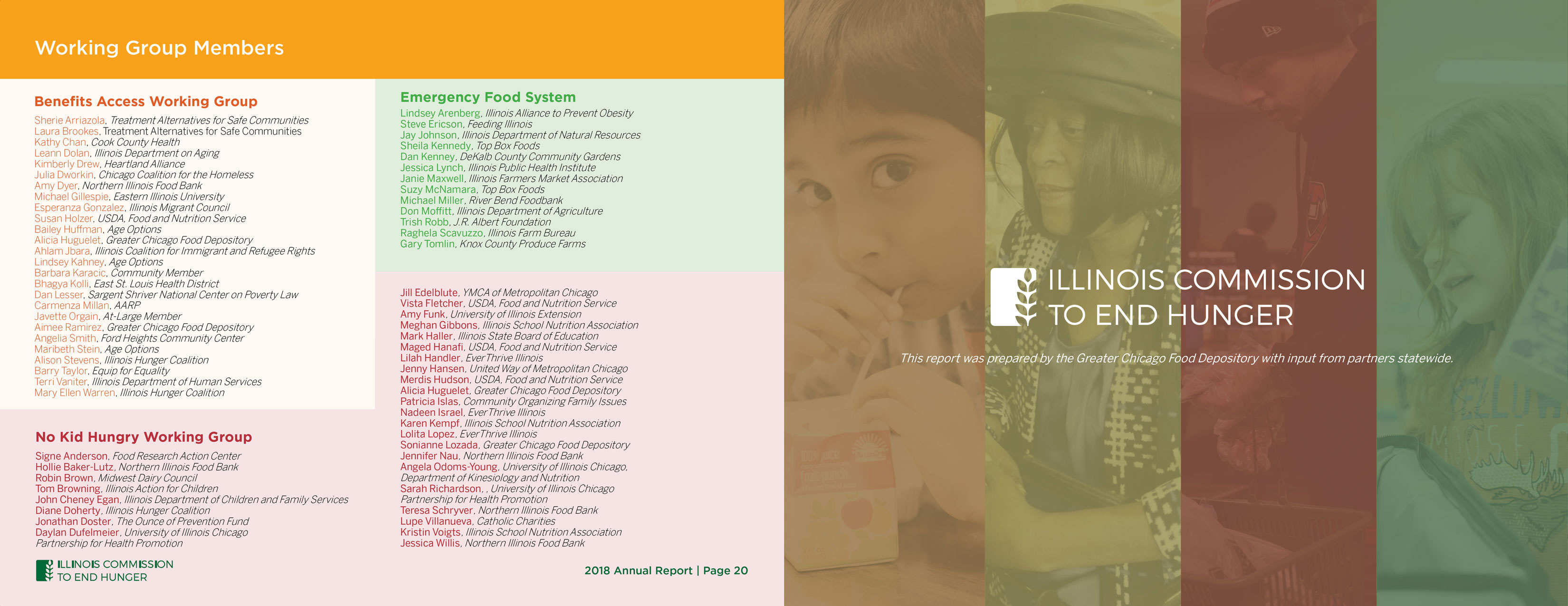 The Illinois Commission to End Hunger Annual Report print design spread