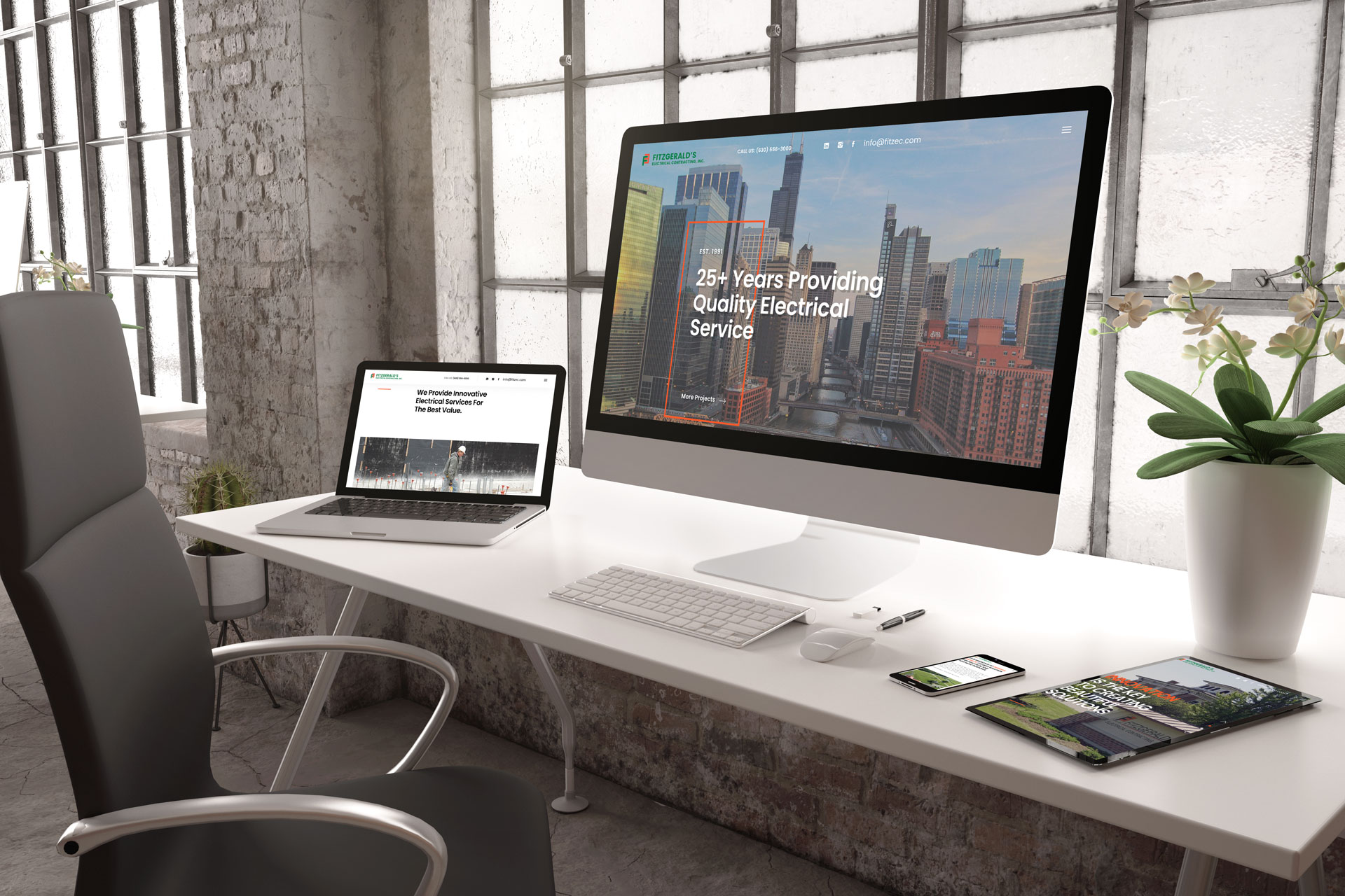 Fitzgerald’s Electrical Contracting website on desktop, tablet and mobile devices
