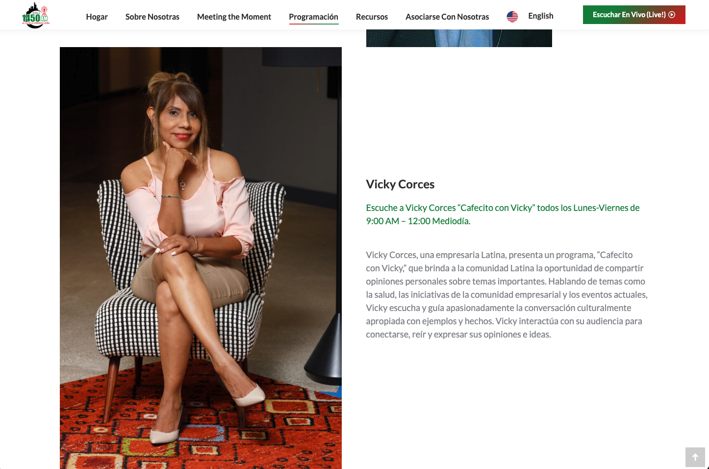 desktop device homepage slider screenshot of WRLL1450 Radio website design