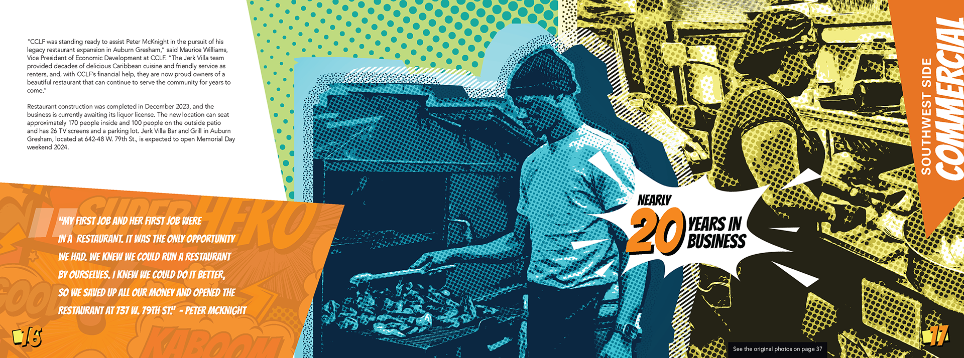 Internal print spread design from the Chicago Community Loan Fund annual report cover design