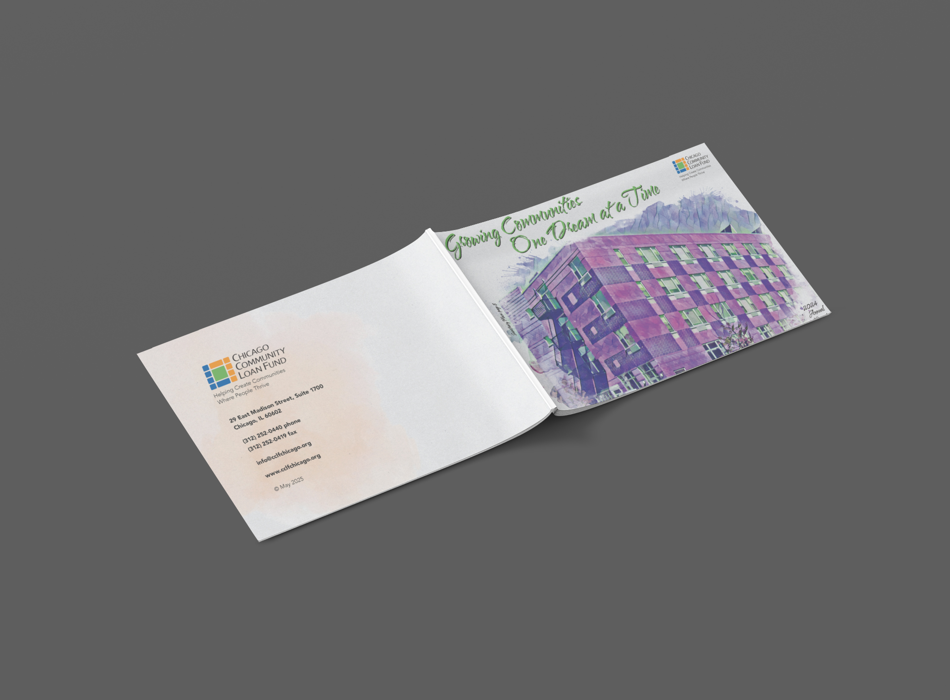 Chicago Community Loan Fund annual report cover design